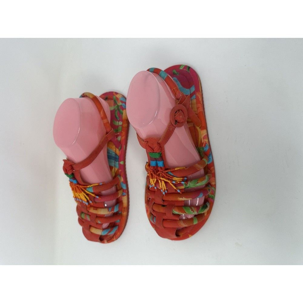 FARM Rio Red Multicolor Beaded Tassel Woven Sandals - Picture 5 of 11